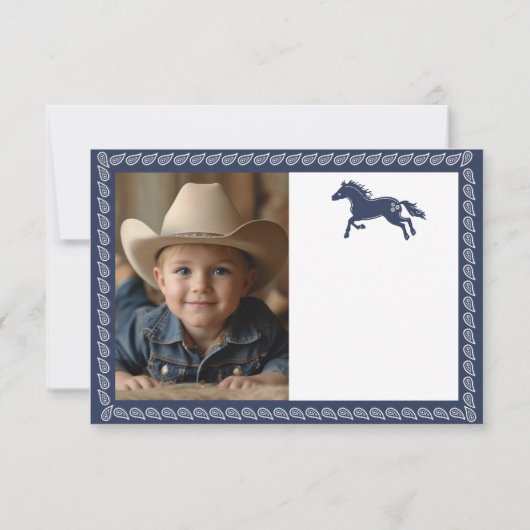 Eerste Rodeo Verjaardag Dank u kaart – Westerne Co (Achterkant)