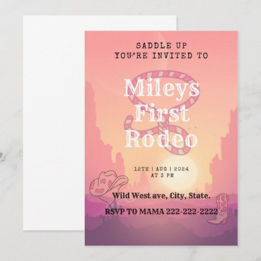 Eerste Rodeo Verjaardag Kaart-zadel omhoog. Kaart (Voorkant / Achterkant)
