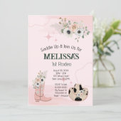 Eerste Rodeo verjaardag meisje rustieke cowgirl th Kaart (Staand voorkant)