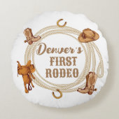 Eerste Rodeo Verjaardagsfeest Kussensloop Rond Kussen (Voorkant)
