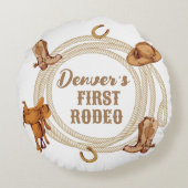 Eerste Rodeo Verjaardagsfeest Kussensloop Rond Kussen (Achterkant)