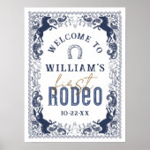 Eerste Rodeo Verjaardagsfeest Welkomstbord - Navy  Poster (Voorkant)