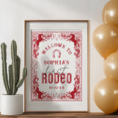 Eerste Rodeo verjaardagsfeest welkomstbord - Red W Poster