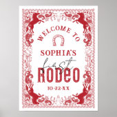 Eerste Rodeo verjaardagsfeest welkomstbord - Red W Poster (Voorkant)