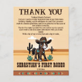 Eerste rodeo verjaardagsfeestje bedankje (Voorkant)