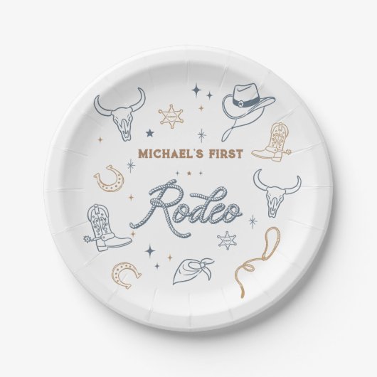 Eerste Rodeo verjaardagsfeestje Papieren Bordje (Voorkant)