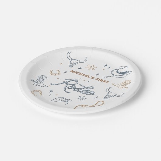 Eerste Rodeo verjaardagsfeestje Papieren Bordje (Gekanteld)