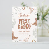 Eerste Rodeo verjaardagsuitnodiging Cowboy Party Kaart (Staand voorkant)