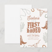 Eerste Rodeo verjaardagsuitnodiging Cowboy Party Kaart (Voorkant / Achterkant)