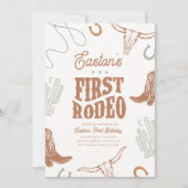 Eerste Rodeo verjaardagsuitnodiging Cowboy Party Kaart (Voorkant)