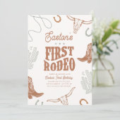 Eerste Rodeo verjaardagsuitnodiging Cowboy Party Kaart (Staand voorkant)