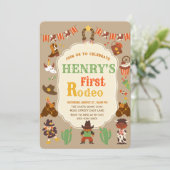 ‘Eerste Rodeo verjaardagsuitnodiging Kaart (Staand voorkant)