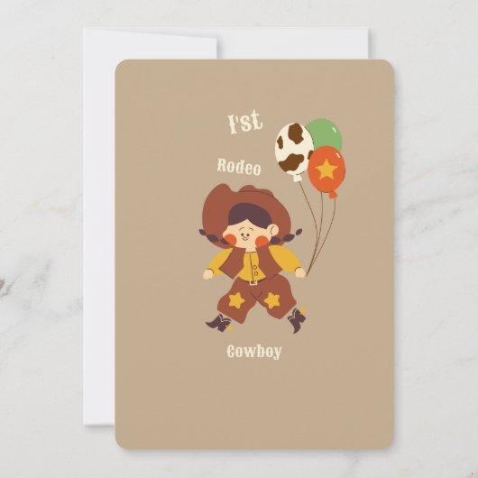 ‘Eerste Rodeo verjaardagsuitnodiging Kaart (Achterkant)