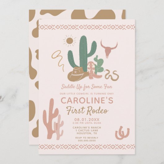 Eerste Rodeo Verjaardagsuitnodiging Kaart (Voorkant / Achterkant)