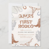 Eerste Rodeo-verjaardagsuitnodiging voor Boy Cowbo Kaart (Voorkant)