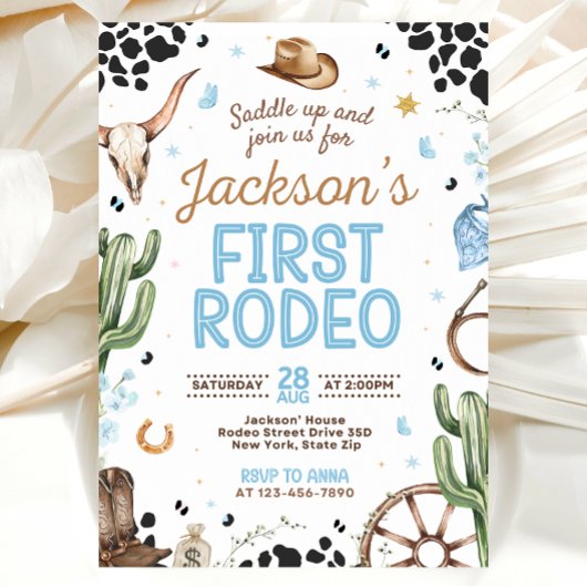 Eerste Rodeo Verjaardagsuitnodiging voor Jongen Kaart