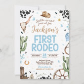 Eerste Rodeo Verjaardagsuitnodiging voor Jongen Kaart (Voorkant)