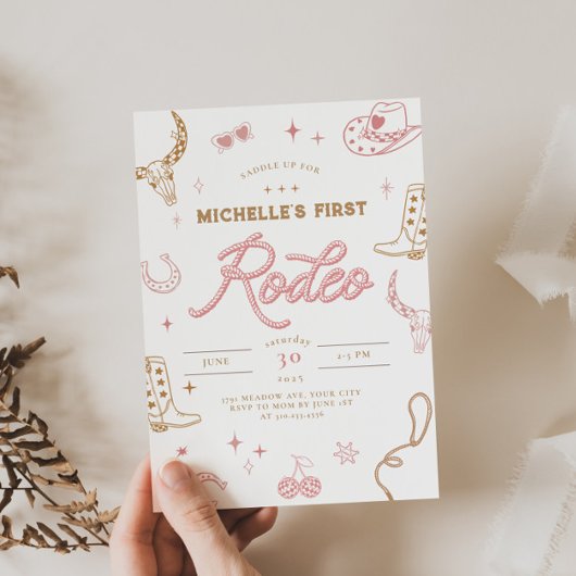 Eerste Rodeo verjaardagsuitnodiging voor meisjes Kaart