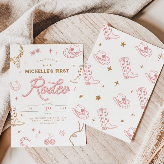 Eerste Rodeo verjaardagsuitnodiging voor meisjes Kaart