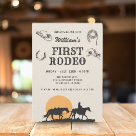 Eerste Rodeo Vintage Neutrale Cowboy 1e Verjaardag Kaart