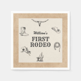 Eerste Rodeo Vintage Neutrale Cowboy 1e Verjaardag Servet