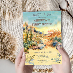 Eerste Rodeo Vintage Uitnodiging Sjabloon