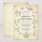 Eerste Rodeo Vintage Uitnodiging Template (Voorkant / Achterkant)