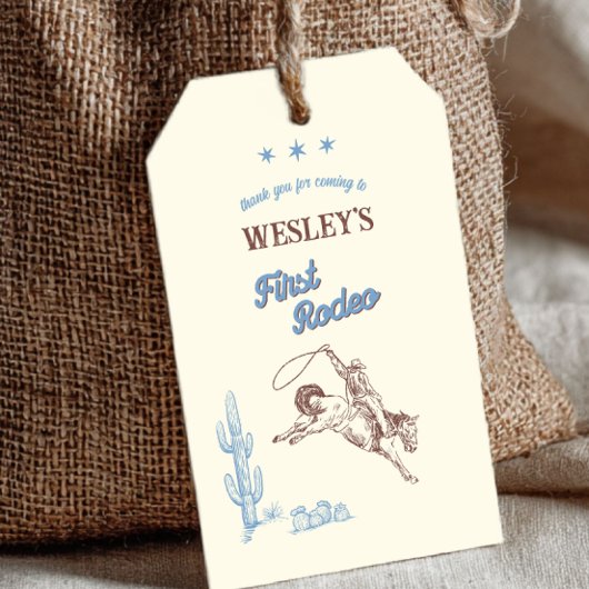 Eerste Rodeo Western 1e Verjaardag Bedankt Cadeaulabel