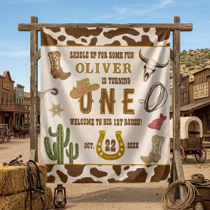Eerste Rodeo Western 1e Verjaardagsfeest Welkom Wandkleed