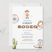 Eerste Rodeo Western Baby Boy Verjaardag Kaart (Voorkant)