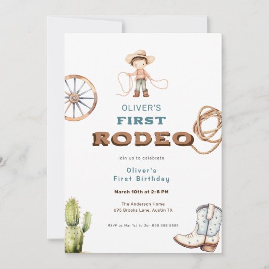 Eerste Rodeo Western Baby Boy Verjaardag Kaart (Voorkant)