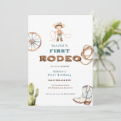 Eerste Rodeo Western Baby Boy Verjaardag Kaart (Staand voorkant)