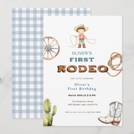 Eerste Rodeo Western Baby Boy Verjaardag Kaart (Voorkant / Achterkant)