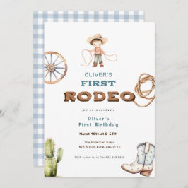 Eerste Rodeo Western Baby Boy Verjaardag Kaart