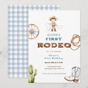 Eerste Rodeo Western Baby Boy Verjaardag Kaart