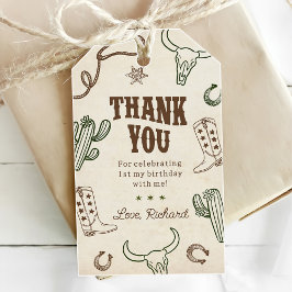 Eerste Rodeo Western Boy 1e Verjaardag Cadeaulabel