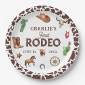 Eerste Rodeo Western Boy 1e Verjaardag Papieren Bordje (Voorkant)