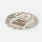 Eerste Rodeo Western Boy 1e Verjaardag Papieren Bordje (Gekanteld)