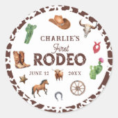 Eerste Rodeo Western Boy 1e Verjaardag Ronde Sticker (Voorkant)