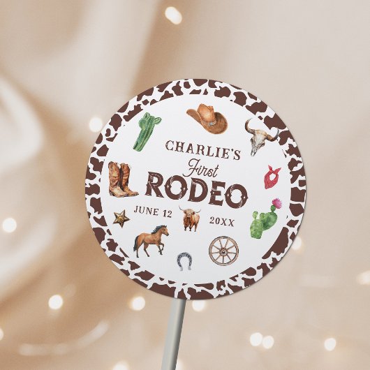 Eerste Rodeo Western Boy 1e Verjaardag Ronde Sticker