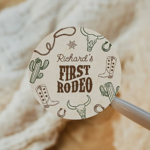 Eerste Rodeo Western Boy 1e Verjaardag Ronde Sticker