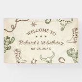 Eerste Rodeo Western Boy 1e Verjaardag Spandoek (Horizontaal)