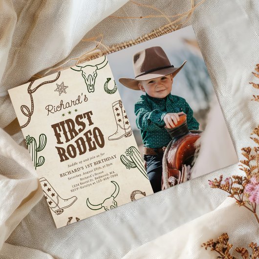 Eerste Rodeo Western Boy 1e Verjaardagsfoto Kaart
