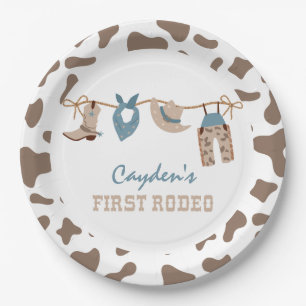 Eerste Rodeo Western Cowboy 1e Verjaardag Papieren Bordje
