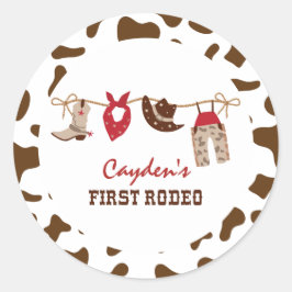 Eerste Rodeo Western Cowboy 1e Verjaardag Ronde Sticker