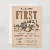 Eerste Rodeo Western Cowboy 1e verjaardagsfeestje Kaart (Voorkant)