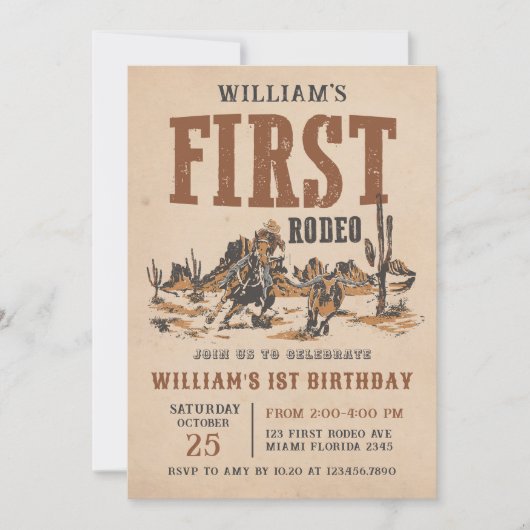 Eerste Rodeo Western Cowboy 1e verjaardagsfeestje Kaart (Voorkant)