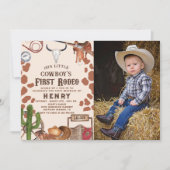 Eerste Rodeo Western Cowboy 1e Verjaardagsfoto Kaart (Voorkant)