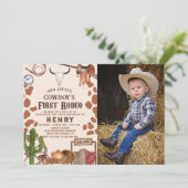Eerste Rodeo Western Cowboy 1e Verjaardagsfoto Kaart (Staand voorkant)