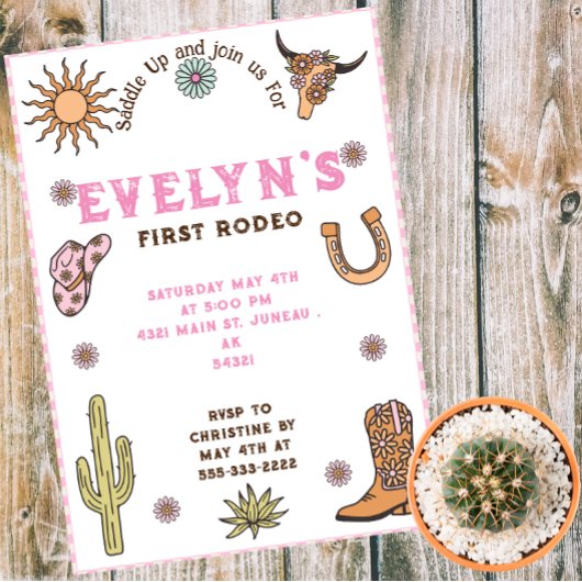 Eerste Rodeo Western Cowboy Boho Verjaardag Kaart